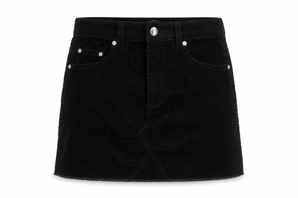 Miss Selfridge Womens Black Cotton Mini Skirt Size 6 Button