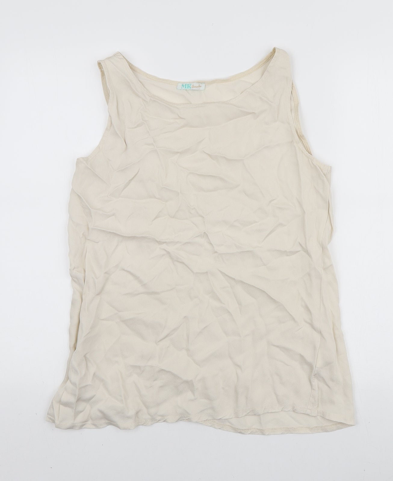 MK Womens Ivory Viscose Basic Tank Size L Scoop Neck