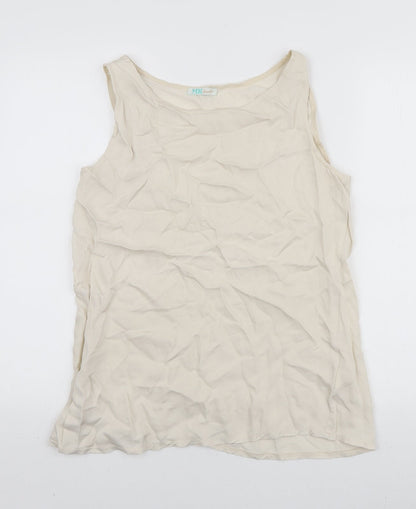 MK Womens Ivory Viscose Basic Tank Size L Scoop Neck