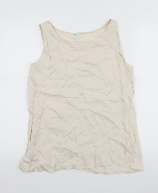 MK Womens Ivory Viscose Basic Tank Size L Scoop Neck