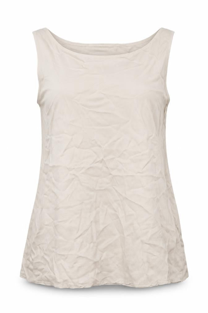 MK Womens Ivory Viscose Basic Tank Size L Scoop Neck