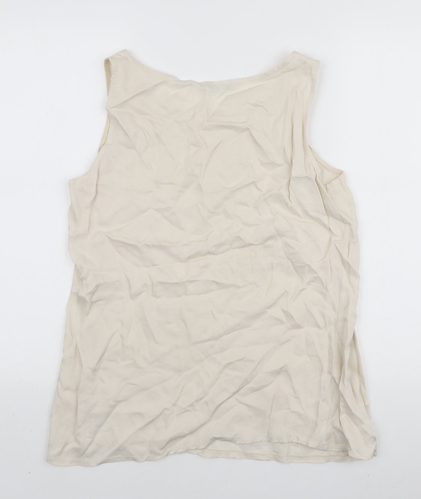 MK Womens Ivory Viscose Basic Tank Size L Scoop Neck