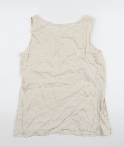 MK Womens Ivory Viscose Basic Tank Size L Scoop Neck