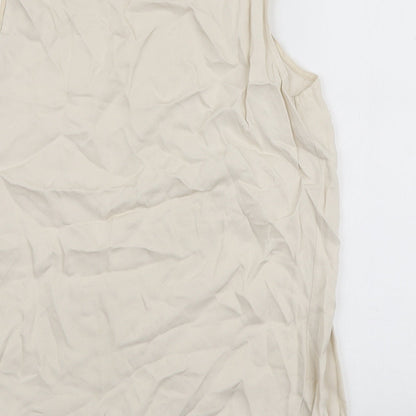 MK Womens Ivory Viscose Basic Tank Size L Scoop Neck