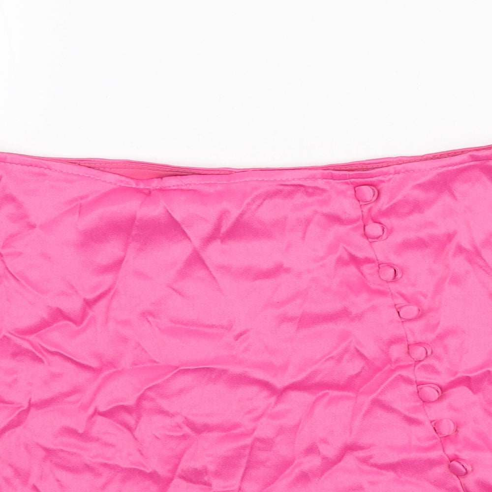 Zara Womens Pink Polyester Mini Skort Size S Zip