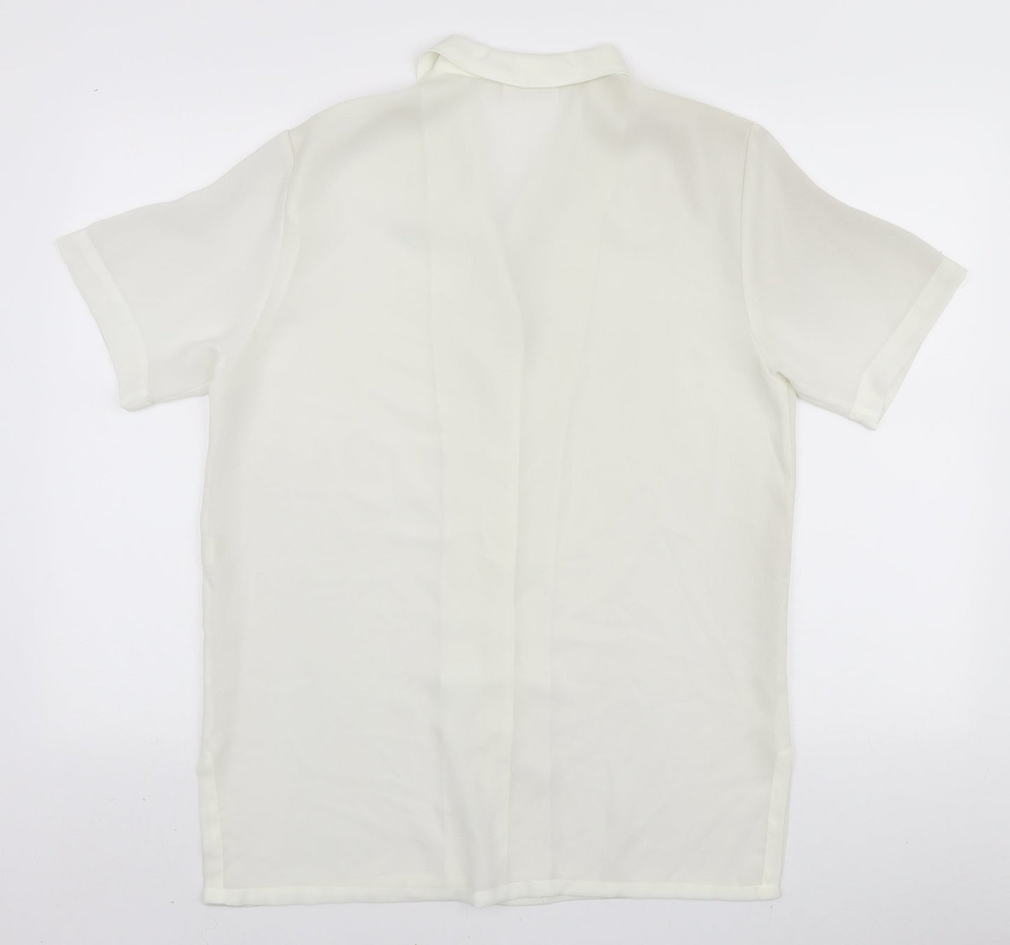 Charlotte Halton Womens White Polyester Basic Button-Up Size 12 Collared