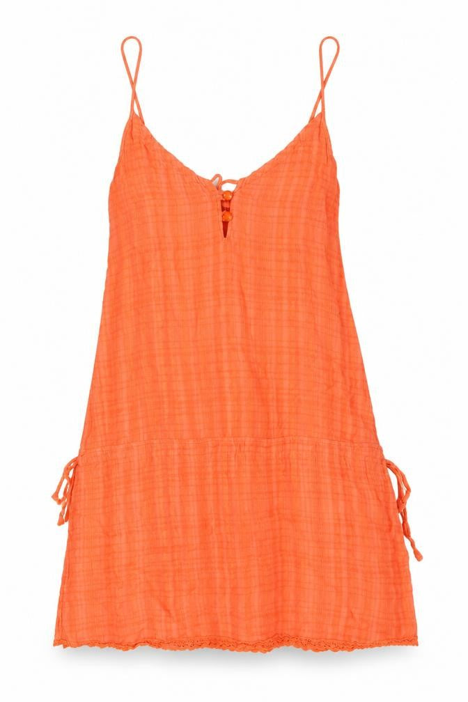 Del Sol Womens Orange Cotton Mini Size L V-Neck Button
