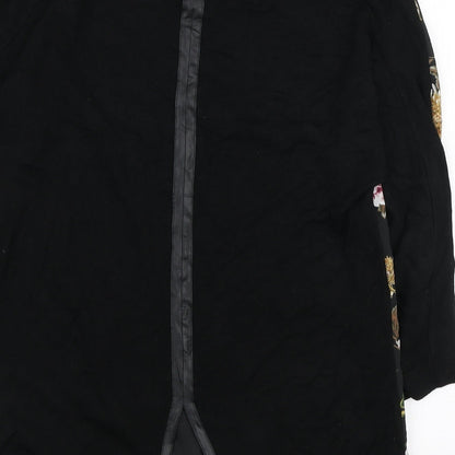 Oasis Womens Black Floral Polyester Basic Blouse Size XS Round Neck