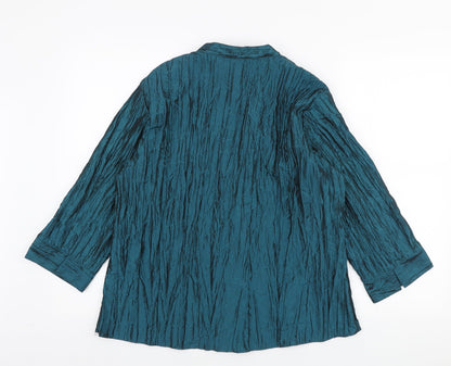 EWM Womens Blue Polyester Basic Button-Up Size 16 Sweetheart