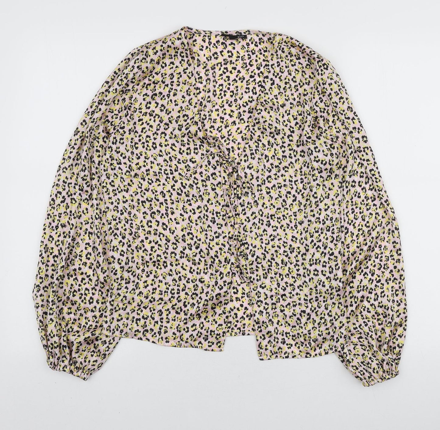 Topshop Womens Multicoloured Animal Print Polyester Basic Blouse Size 6 V-Neck