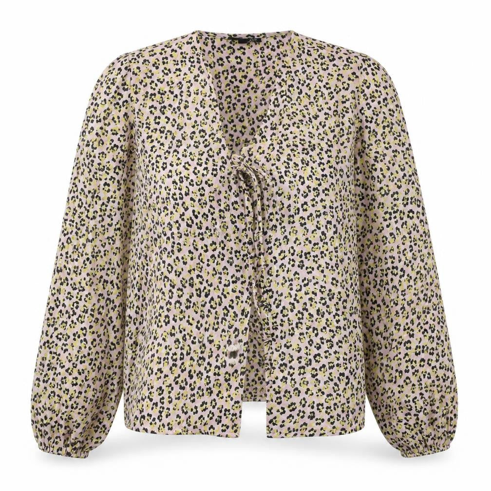 Topshop Womens Multicoloured Animal Print Polyester Basic Blouse Size 6 V-Neck
