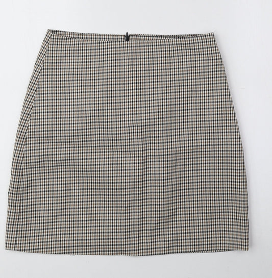 Amisu Womens Brown Check Polyester Mini Set Size 8 Zip