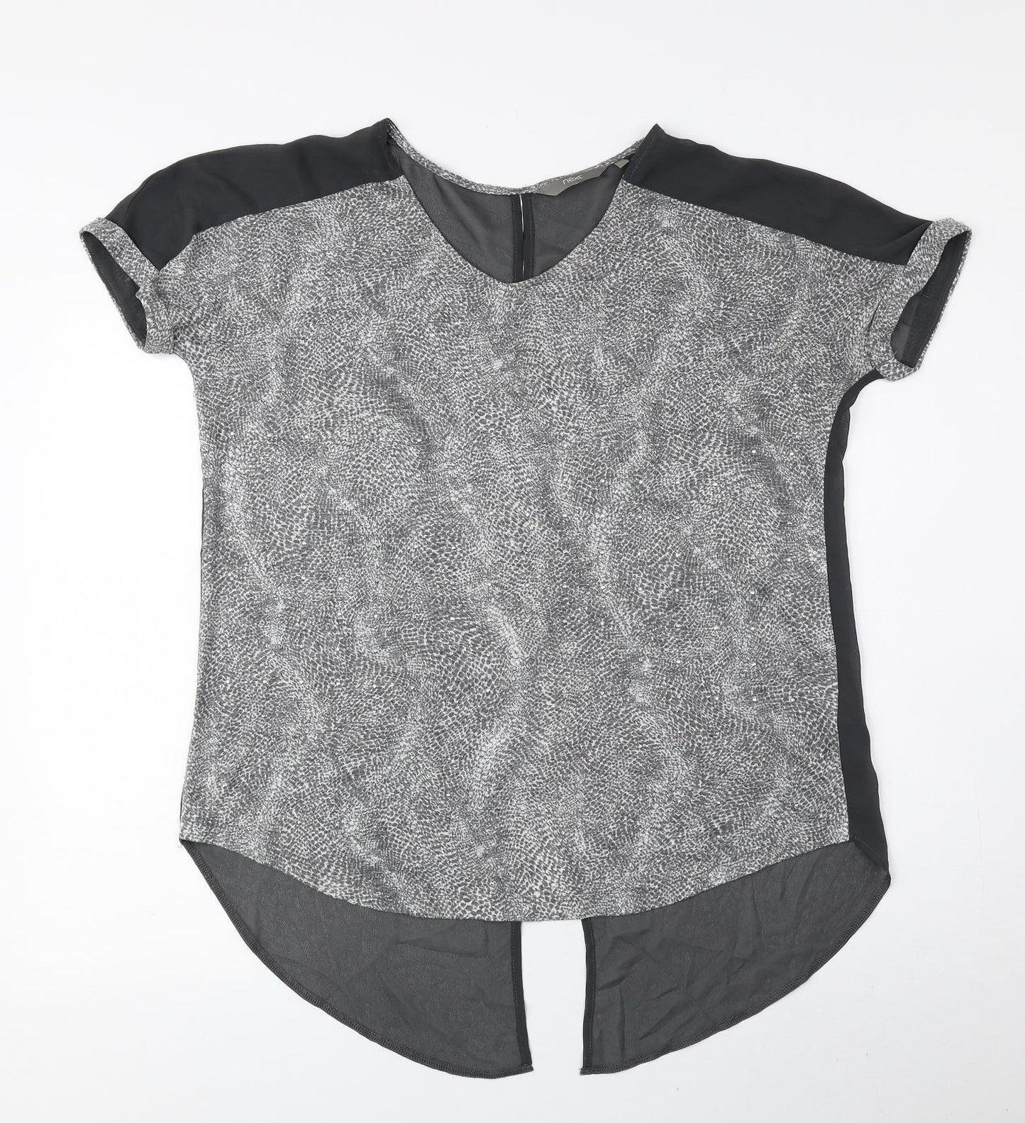 NEXT Womens Grey Animal Print Polyester Basic Blouse Size 10 Sweetheart