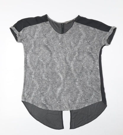 Next Womens Grey Animal Print Polyester Basic Blouse Size 10 Sweetheart