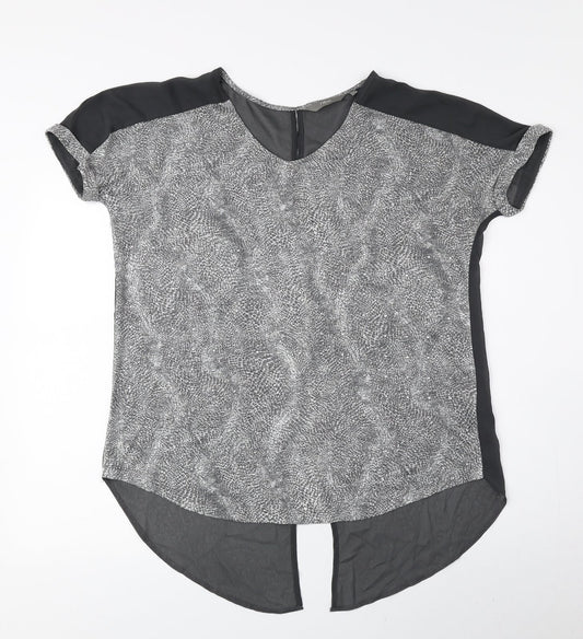 NEXT Womens Grey Animal Print Polyester Basic Blouse Size 10 Sweetheart