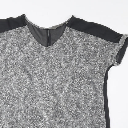 Next Womens Grey Animal Print Polyester Basic Blouse Size 10 Sweetheart