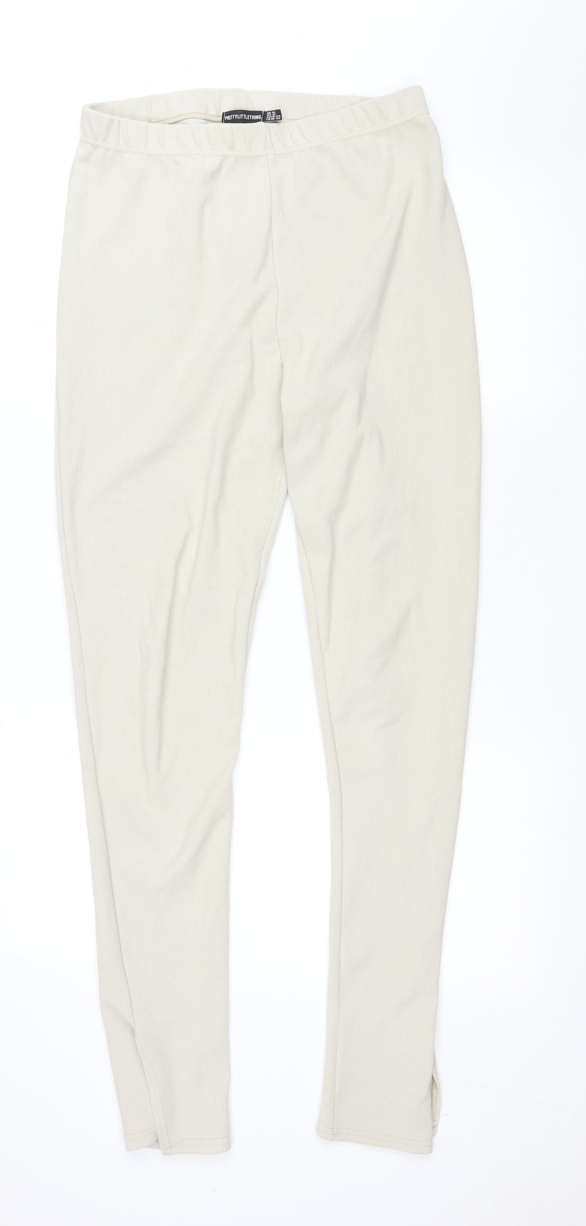 PRETTYLITTLETHING Womens Beige Polyester Jegging Trousers Size 16 L32 in Regular Drawstring