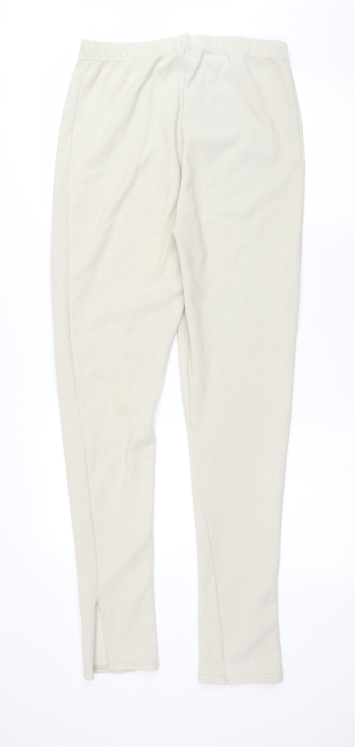 PRETTYLITTLETHING Womens Beige Polyester Jegging Trousers Size 16 L32 in Regular Drawstring