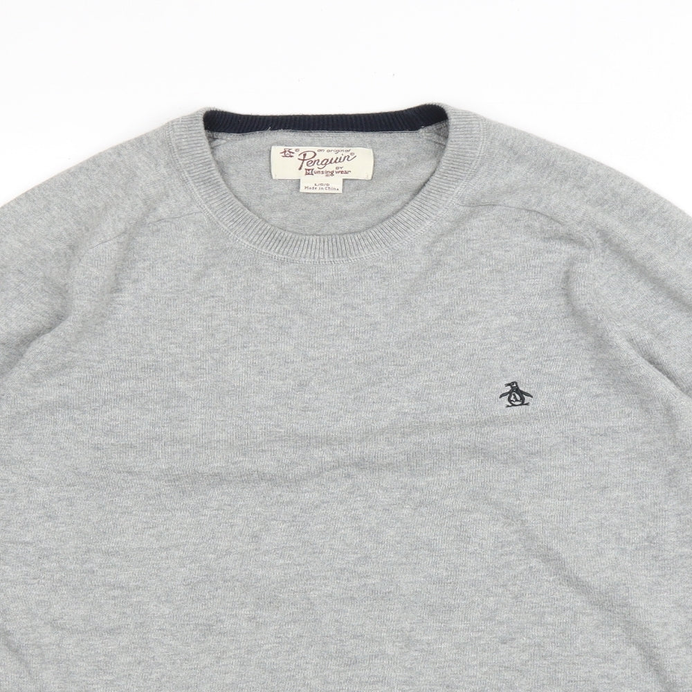 Pengion Mens Grey Round Neck Polyester Pullover Jumper Size L