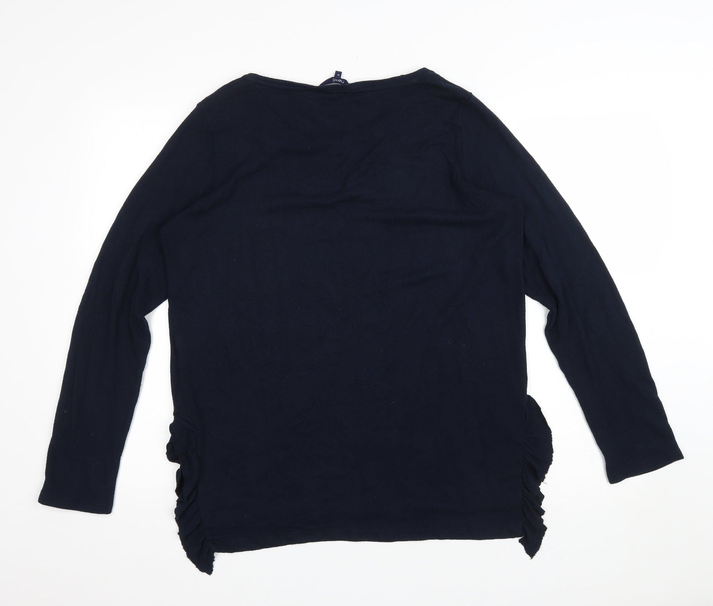 NEXT Womens Black Viscose Basic T-Shirt Size 14 Scoop Neck