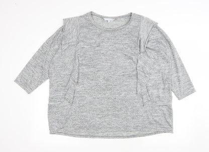 Debenhams Womens Grey Polyester Basic T-Shirt Size 20 Round Neck