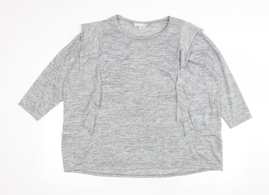 Debenhams Womens Grey Polyester Basic T-Shirt Size 20 Round Neck