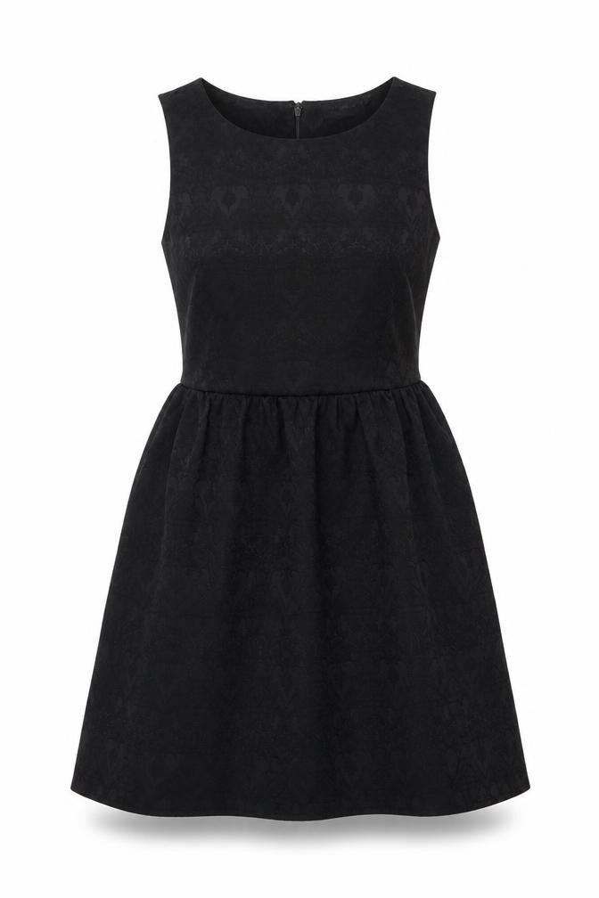 New Look Womens Black Cotton Fit & Flare Size 8 Boat Neck Zip