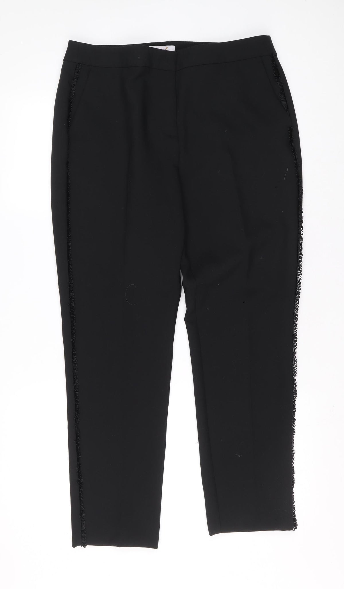 Per Una Womens Black Polyester Carrot Trousers Size 14 L23 in Regular Zip