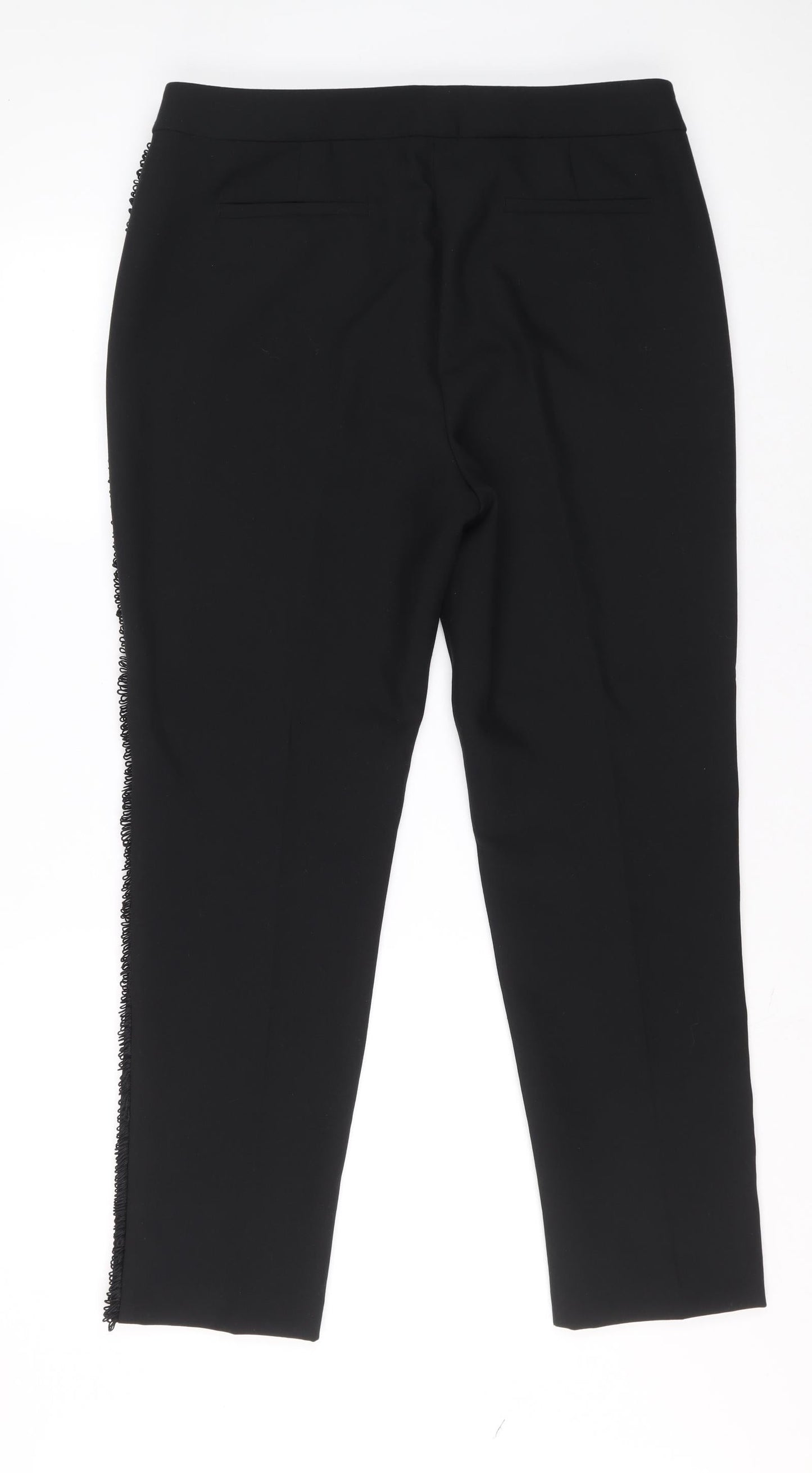 Per Una Womens Black Polyester Carrot Trousers Size 14 L23 in Regular Zip
