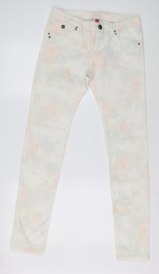 DC by Esprit Womens Multicoloured Floral Cotton Skinny Jeans Size 38 L30 in Regular Zip