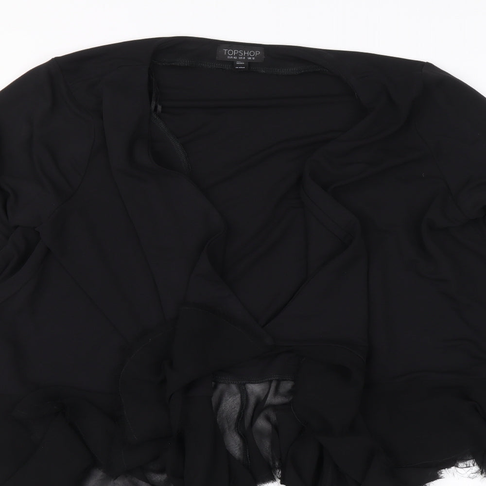 Topshop Womens Black V-Neck Viscose Cardigan Jumper Size 12