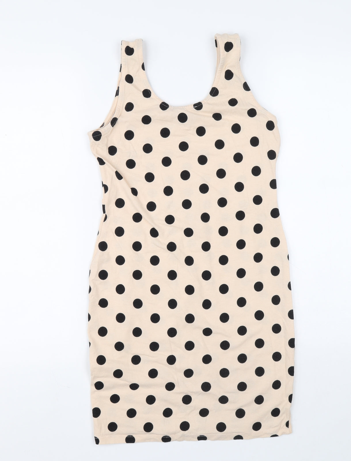 Atmosphere Womens Orange Polka Dot Cotton Tank Dress Size 10 Scoop Neck Magnetic