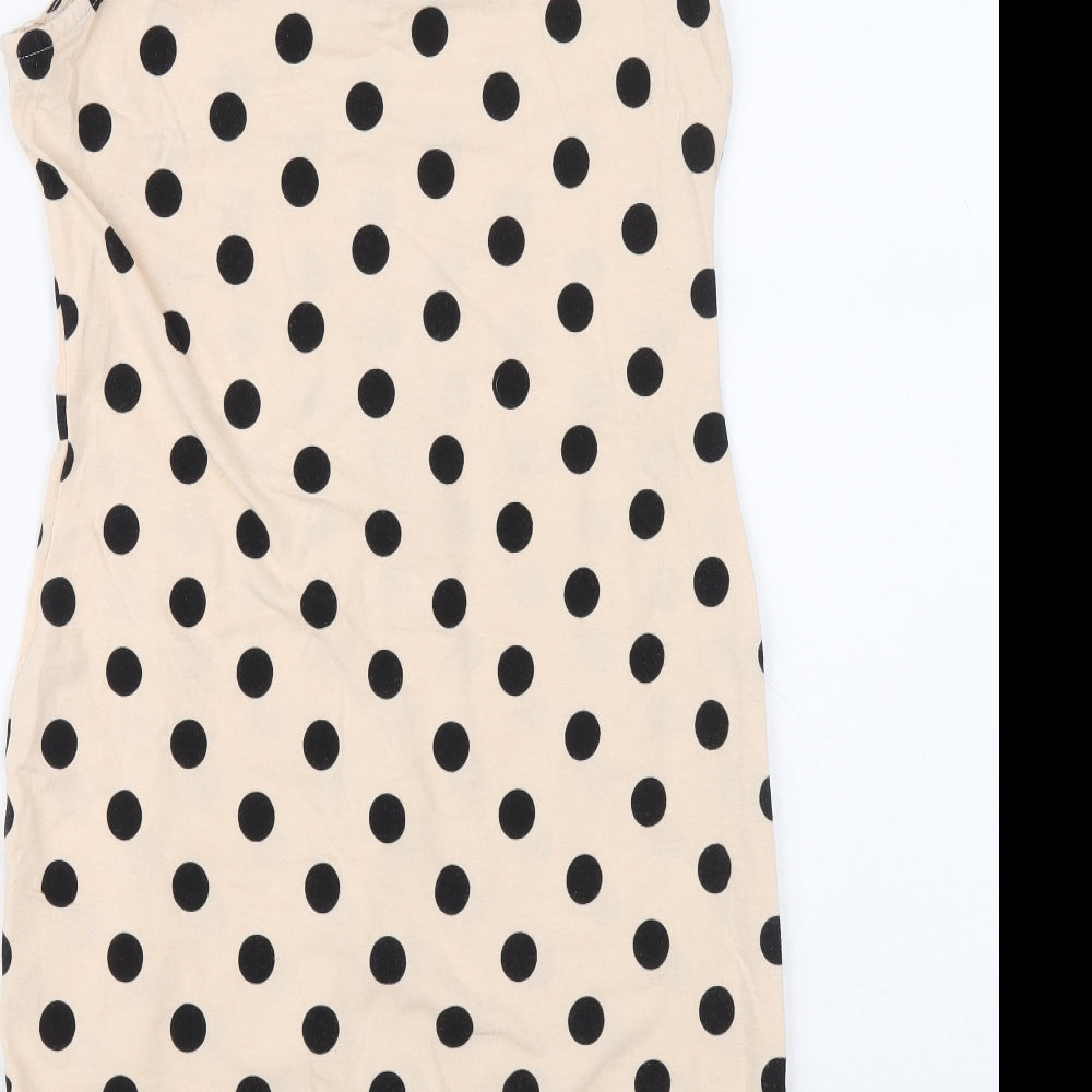 Atmosphere Womens Orange Polka Dot Cotton Tank Dress Size 10 Scoop Neck Magnetic