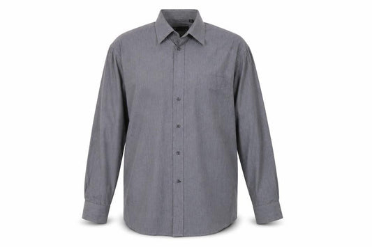 BHS Mens Grey Polyester Button-Up Size 16 Collared Button