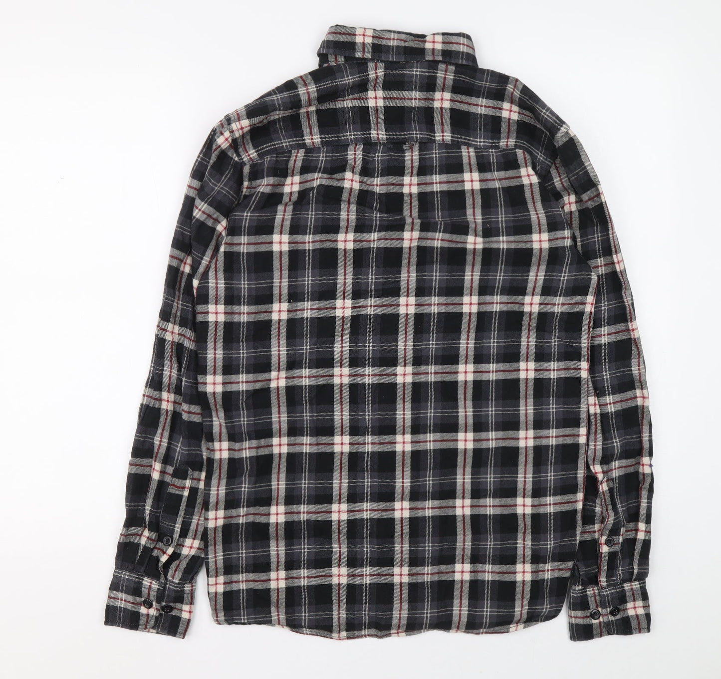 JACK & JONES VINTAGE Womens Grey Plaid 100% Cotton Basic Button-Up Size S Collared