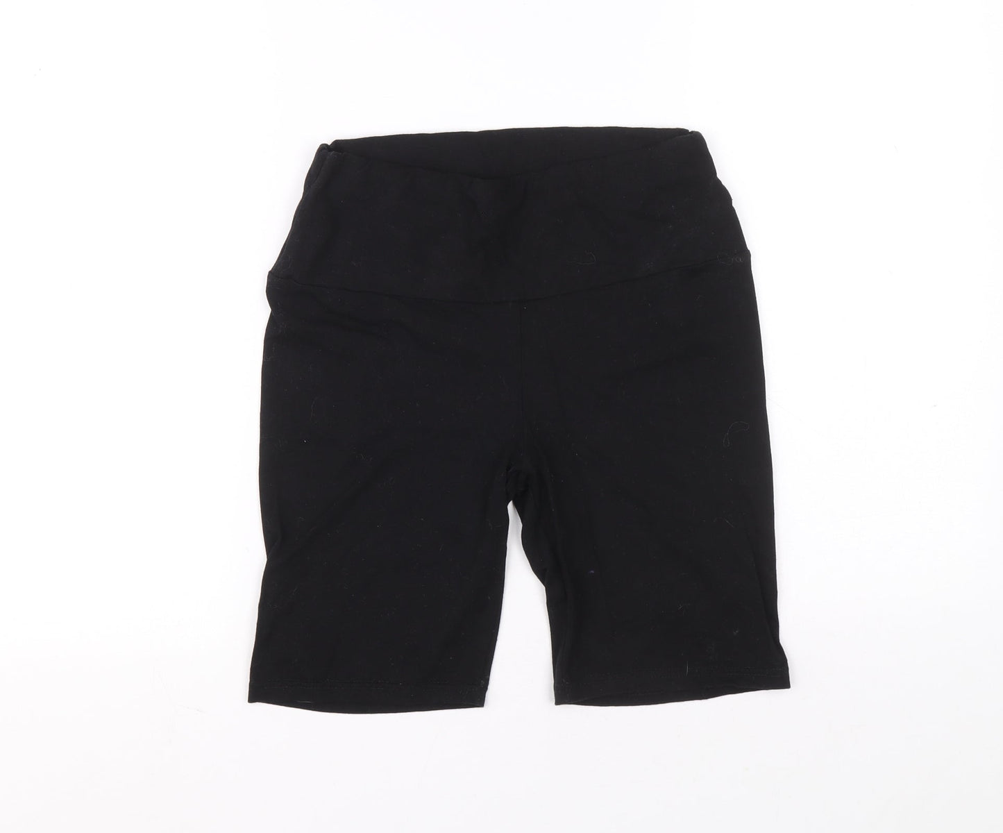 Preworn Womens Black Cotton Biker Shorts Size 10 L7 in Slim Pull On