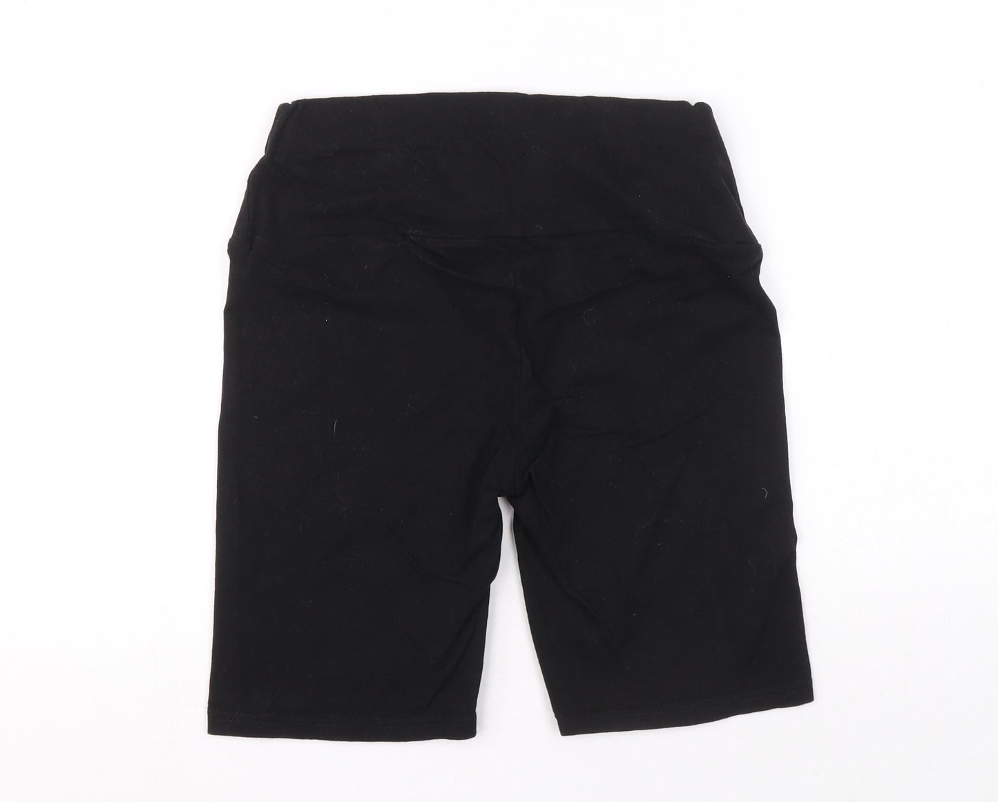 Preworn Womens Black Cotton Biker Shorts Size 10 L7 in Slim Pull On