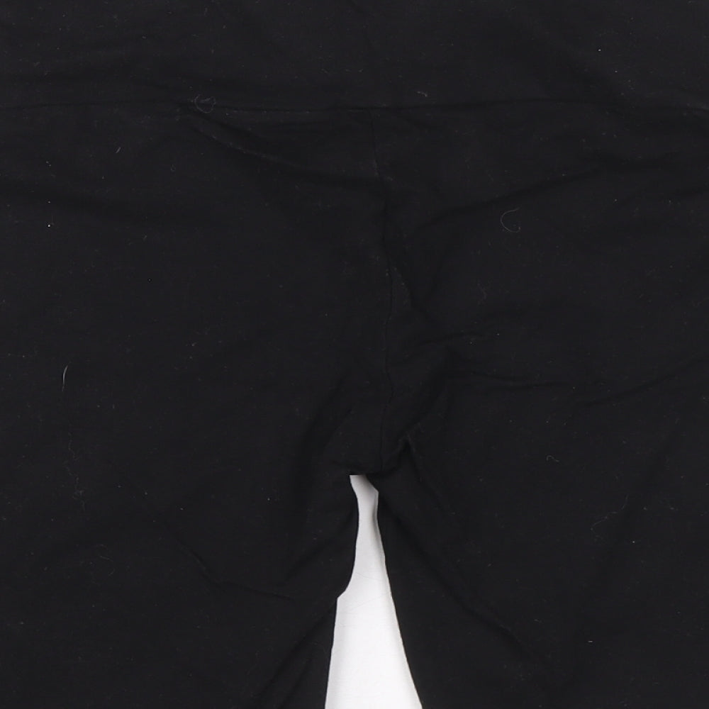 Preworn Womens Black Cotton Biker Shorts Size 10 L7 in Slim Pull On
