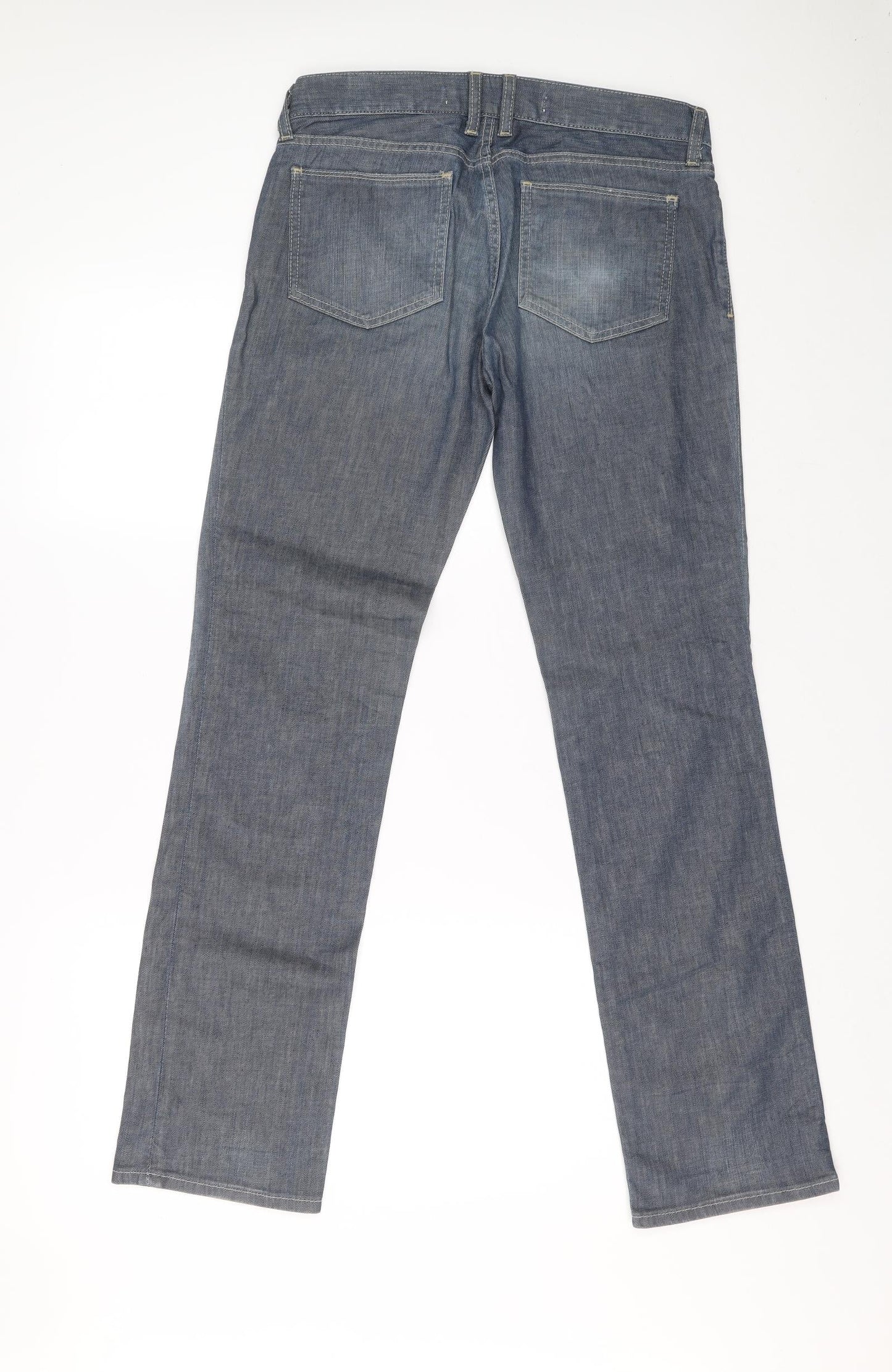 Preworn Womens Blue Cotton Straight Jeans Size 8 L30 in Regular Zip