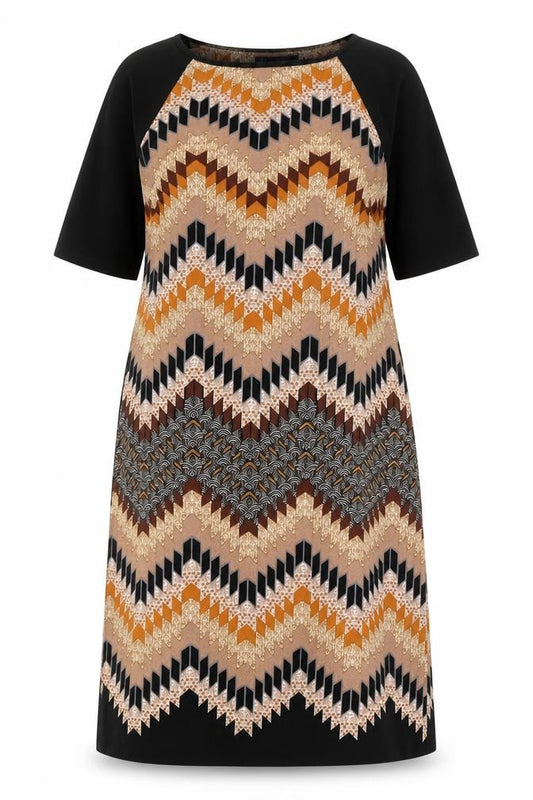 Marks and Spencer Womens Multicoloured Geometric Polyester A-Line Size 14 Boat Neck Pullover
