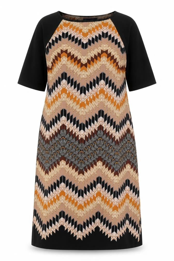 Marks & Spencer Womens Multicoloured Geometric Polyester A-Line Size 14 Boat Neck Pullover
