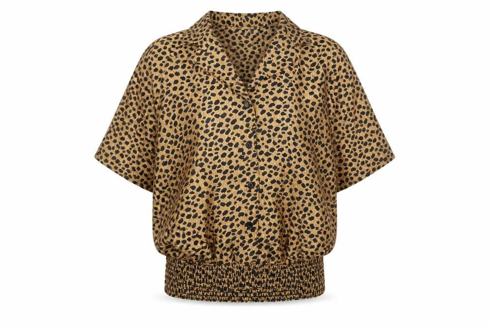 Westbound Womens Brown Animal Print Polyester Basic Button-Up Size L Collared