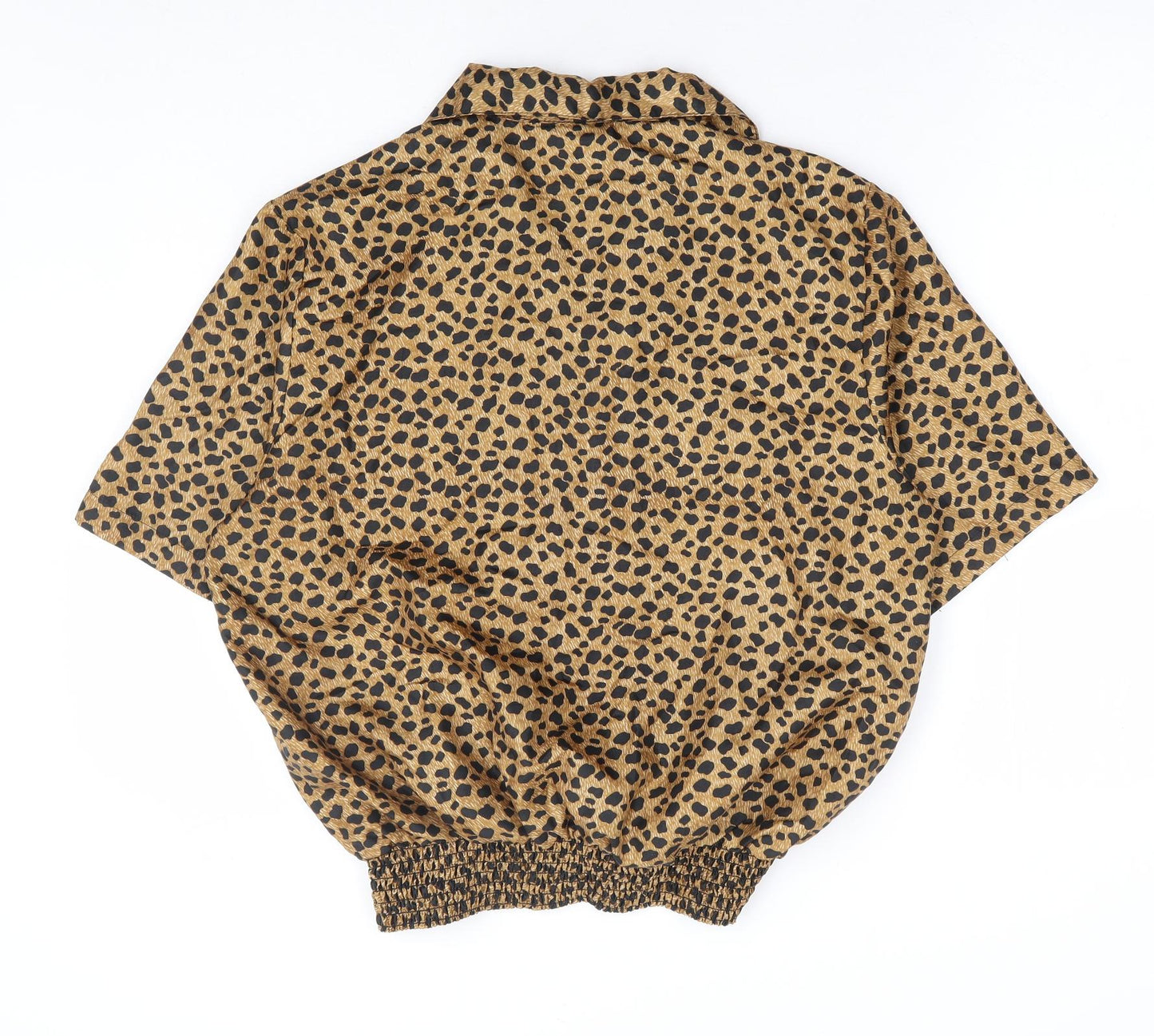 Westbound Womens Brown Animal Print Polyester Basic Button-Up Size L Collared