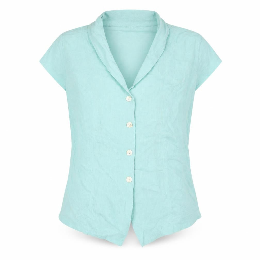 Islas Womens Blue 100% Cotton Basic Button-Up Size L Collared