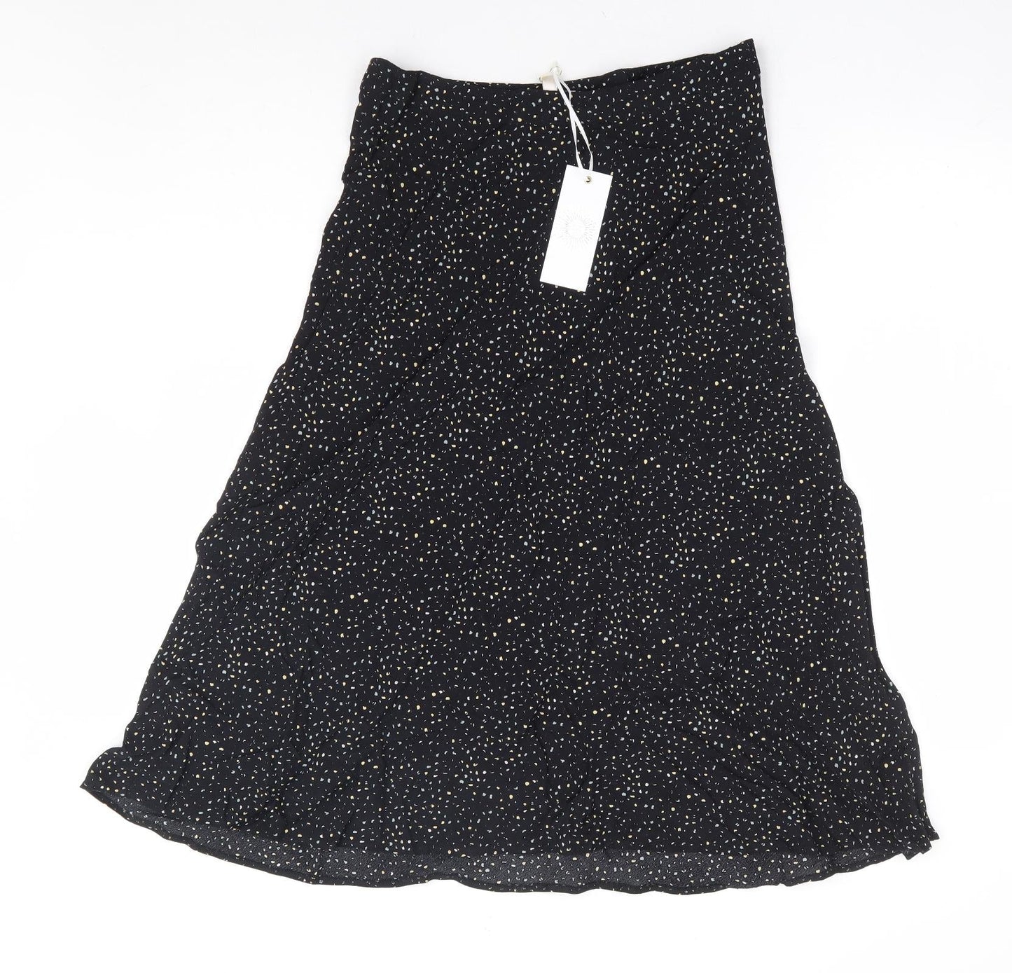 Feather & bone Womens Black Geometric Viscose A-Line Skirt Size 10 Zip