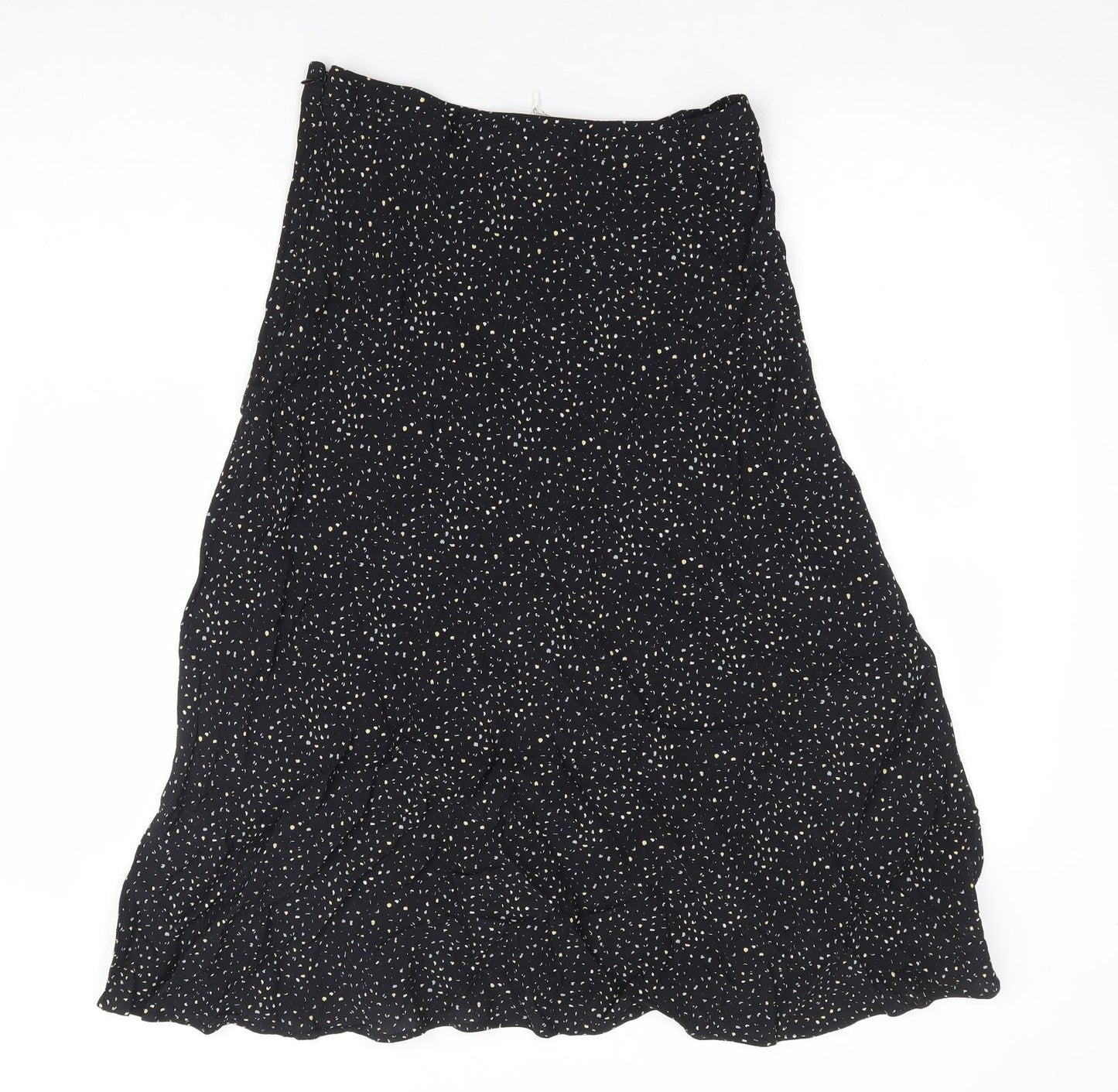 Feather & bone Womens Black Geometric Viscose A-Line Skirt Size 10 Zip