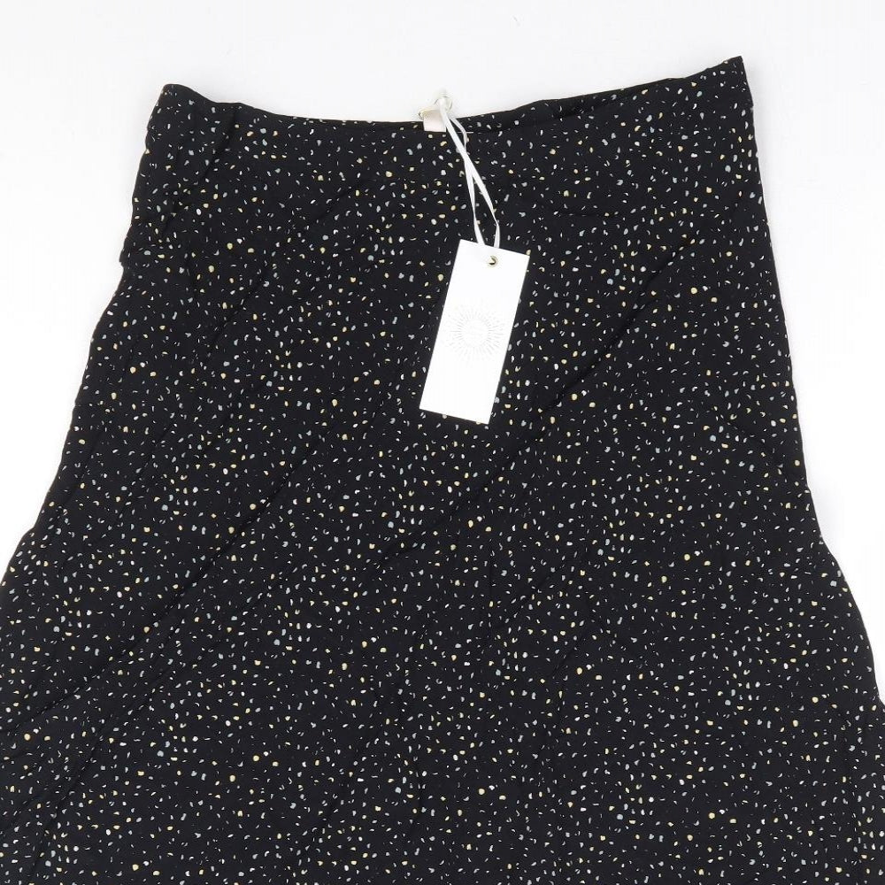Feather & bone Womens Black Geometric Viscose A-Line Skirt Size 10 Zip
