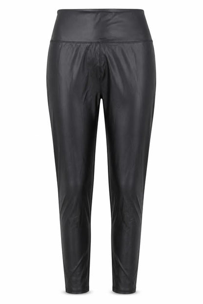 Preworn Womens Black Polyurethane Trousers Size L L28 in Regular - Leather Look Tregging