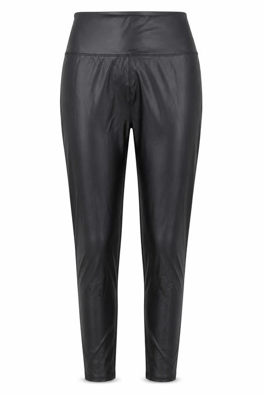 Preworn Womens Black Polyurethane Trousers Size L L28 in Regular - Leather Look Tregging