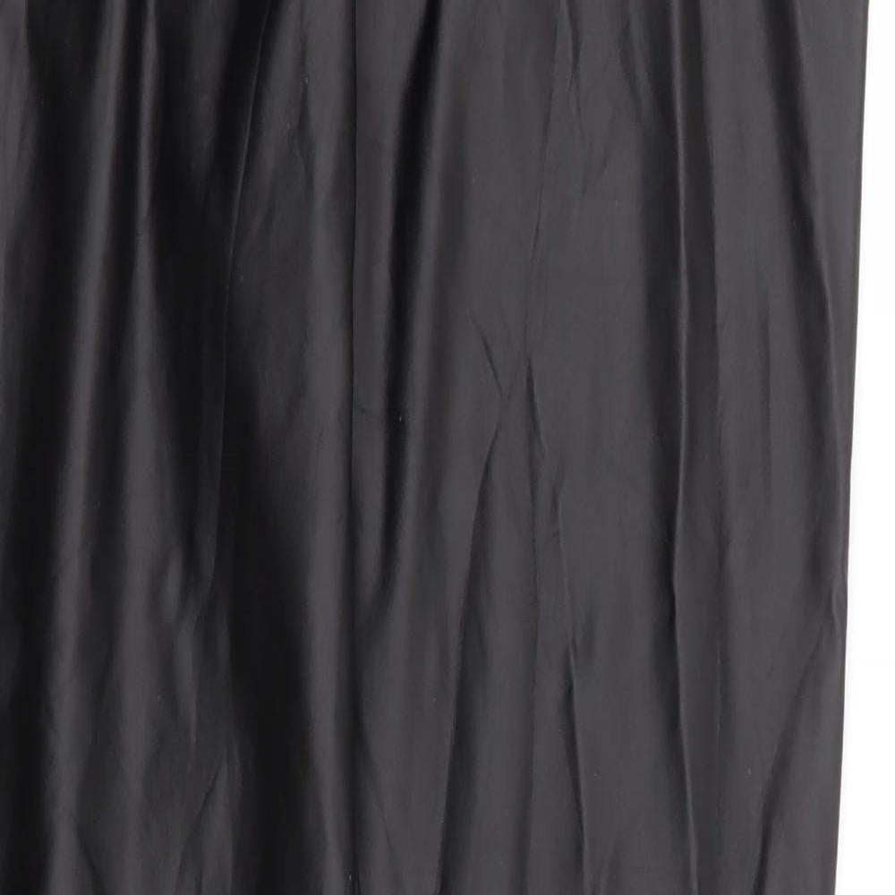 Preworn Womens Black Polyurethane Trousers Size L L28 in Regular - Leather Look Tregging